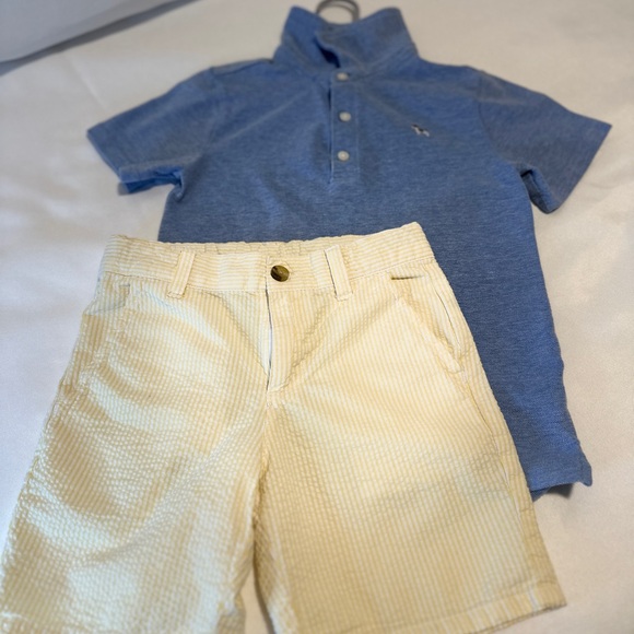Janie and Jack Classic Blue Polo with Cream Shorts - Picture 5 of 5